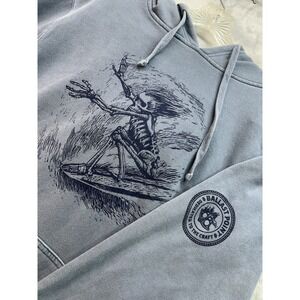 Ballast Point Hoodie Men's Size M Blue Brewery Sweatshirt Pullover Surf Skeleton